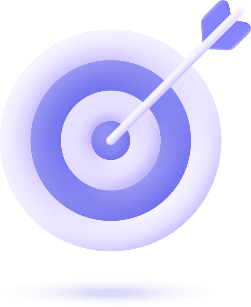 a blue and white target with a arrow