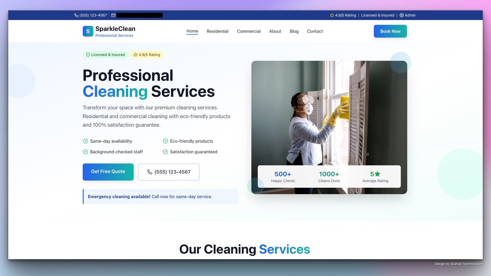Professional Cleaning Service Website Design